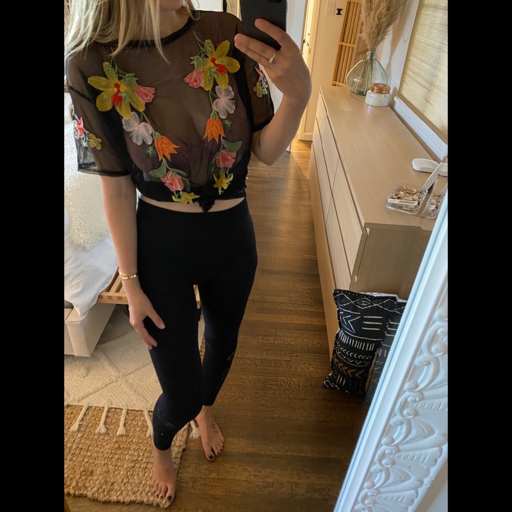 Zara Mesh Embroidered Tee